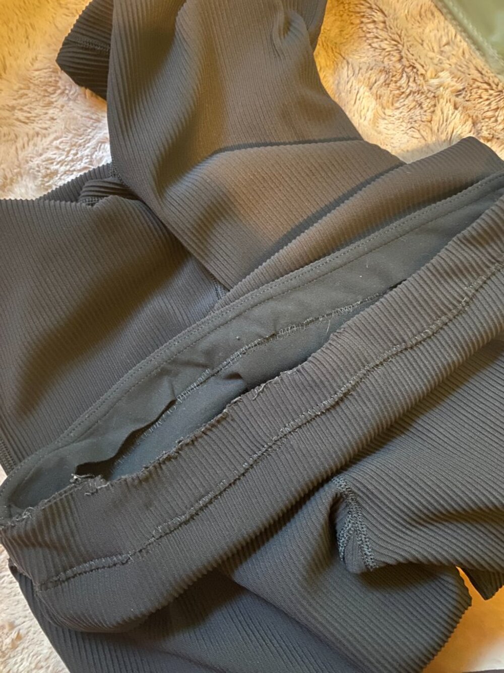 Athleta Elation Rib Flare Pants Black High Rise Ribbed Yoga Women M 163 - Picture 8 of 9